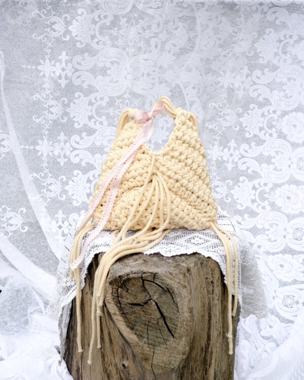 Masełkowa Torebka z Sznurka Bawełnianego z Recyklingu