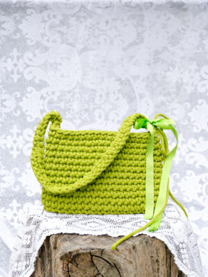 Limonkowa Torebka z Sznurka Bawełnianego z Recyklingu