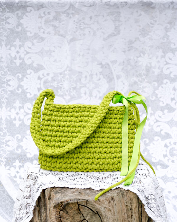 Limonkowa Torebka z Sznurka Bawełnianego z Recyklingu