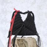 Czarna Torebka z Sznurka Bawełnianego z Recyklingu