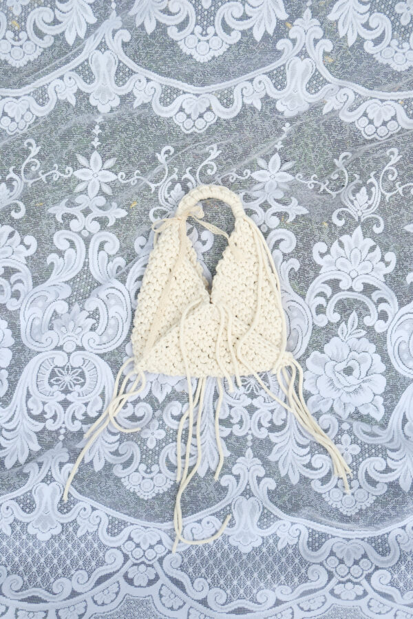 Naturalna Torebka z Sznurka Bawełnianego z Recyklingu z Frędzlami